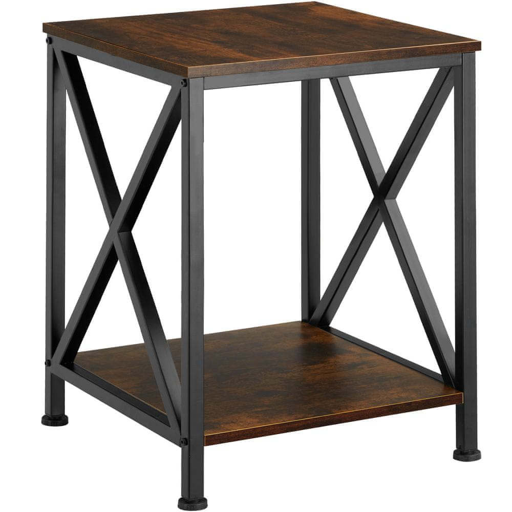 tectake Odkladací stolík Carlton 40,5x40,5x52,5cm - Industrial tmavé drevo